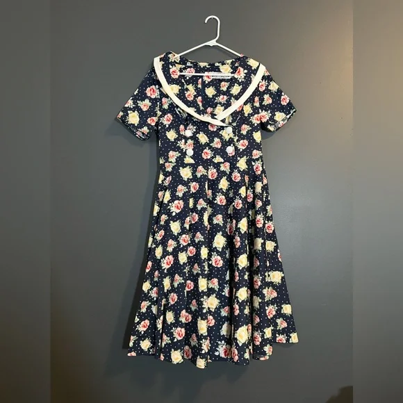 Hell Bunny Vixen 50’s Emma Vintage Style Polka Dot Dress Size XL - Picture 5 of 7